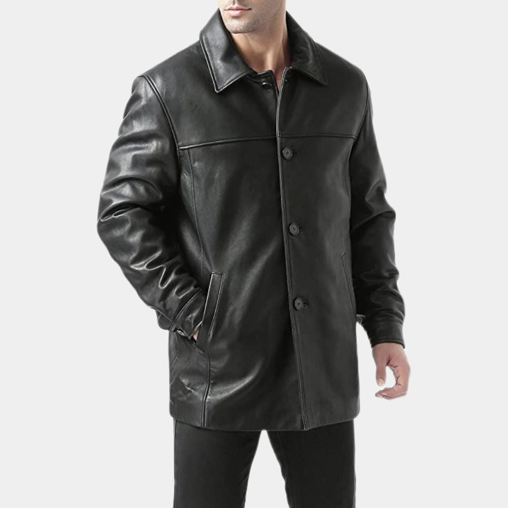 Training Day  Alonzo aka Denzel Washington Leather Jacket - Side Posture View