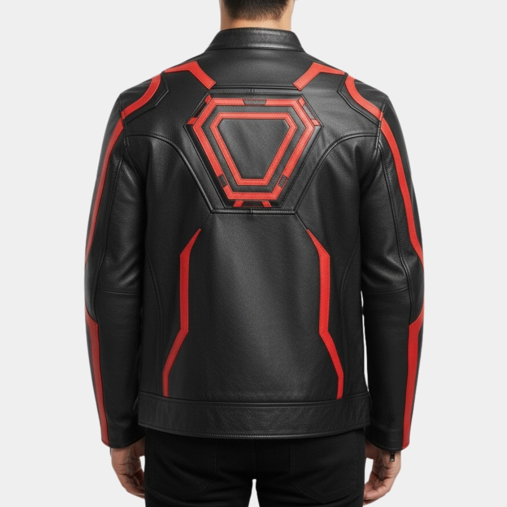 Tron Ares  Jared Leto Retro Leather Cafe Racer Jacket - Back View