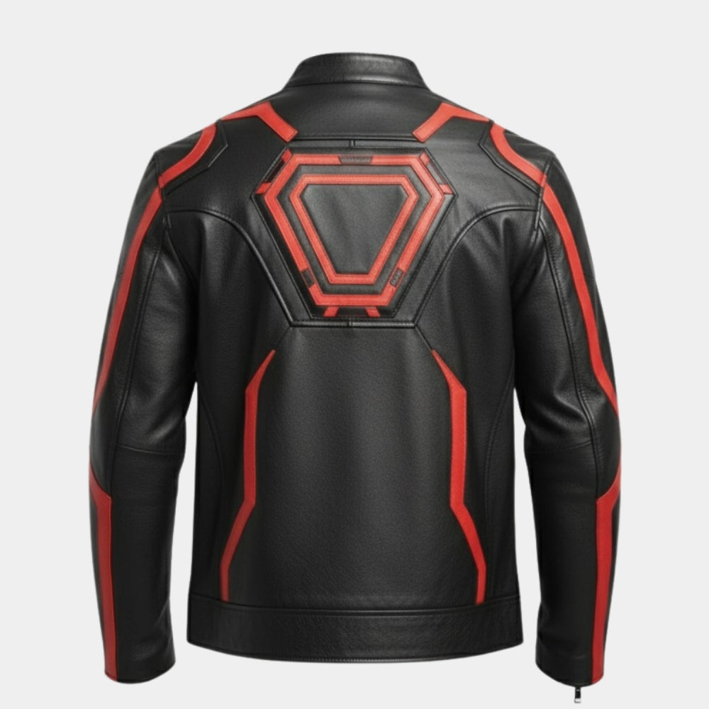 Tron Ares  Jared Leto Retro Leather Cafe Racer Jacket - Mannequin Back View