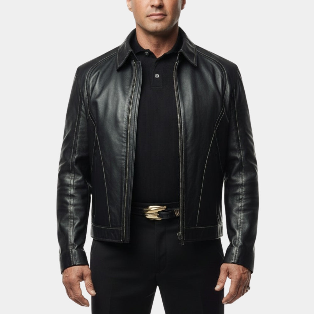 Tulsa King S03 Sylvester Stallone Black Leather Jacket