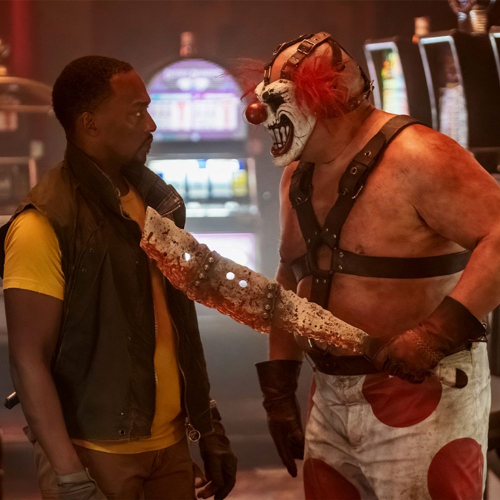 Twisted Metal Anthony Mackie Black Cotton Vest | John Doe Gilet - Character Side Posture View