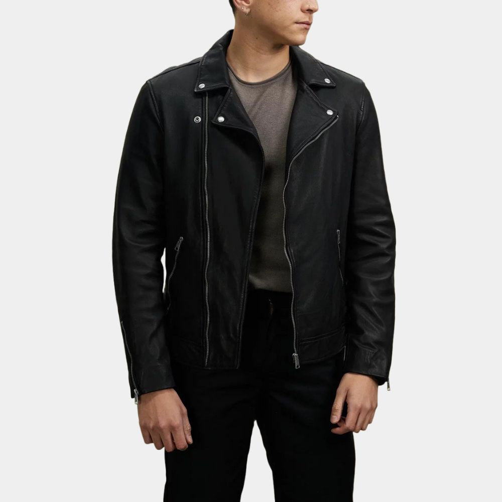 Tyler Hynes A Picture of Her's Jake Black Leather Jacket - Front View