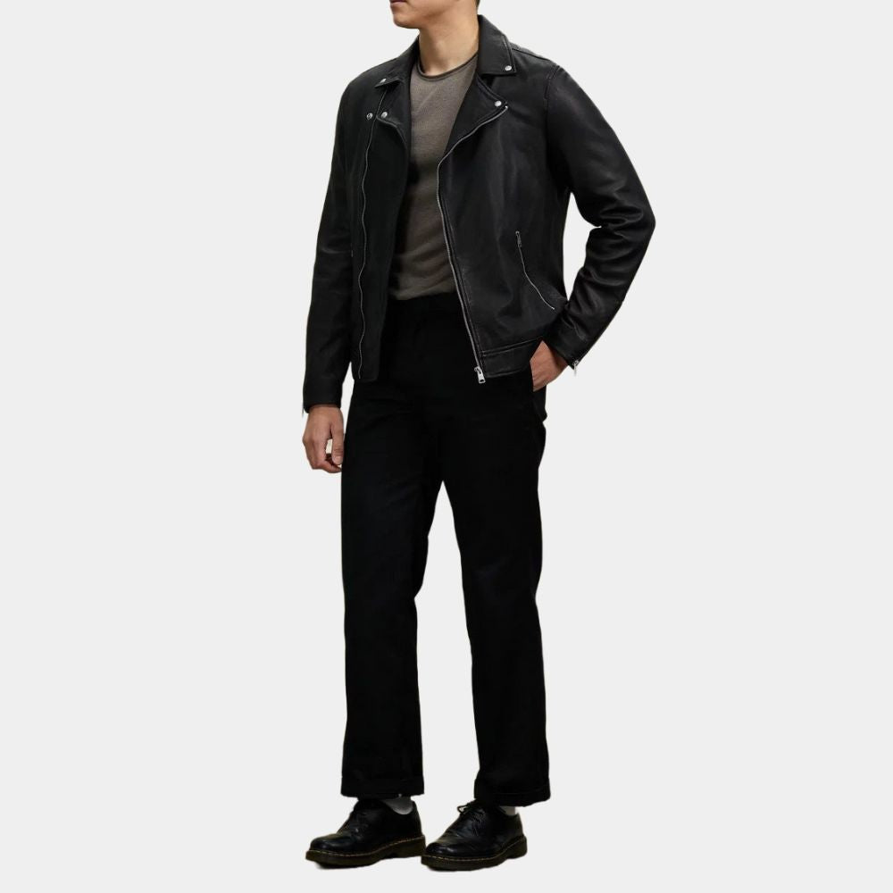 Tyler Hynes A Picture of Her's Jake Black Leather Jacket - Side Posture View