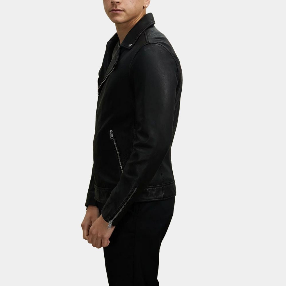Tyler Hynes A Picture of Her's Jake Black Leather Jacket - Side View