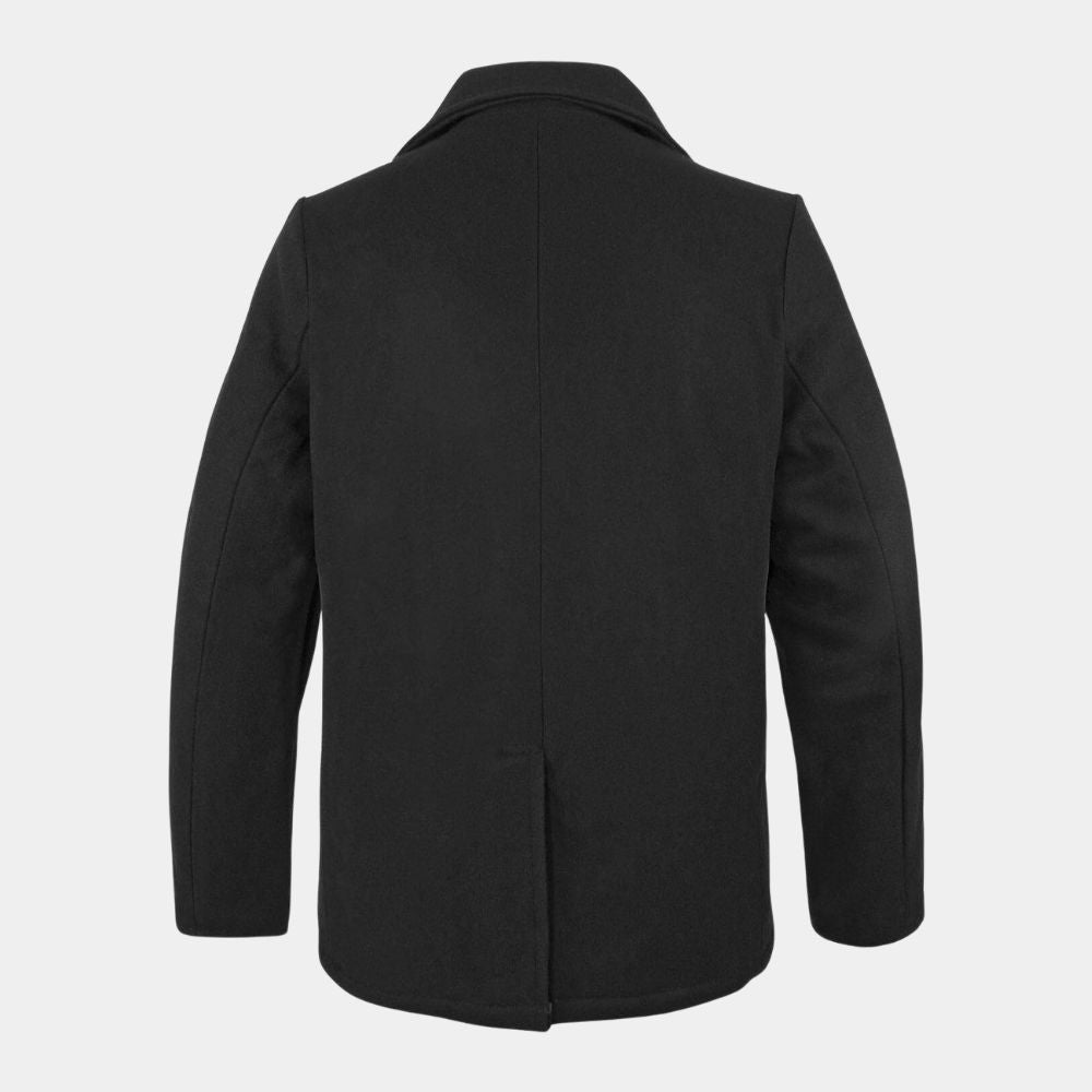 US Navy  NAVY Officer Peacoat Grey Wool Jacket - Mannequin Back View
