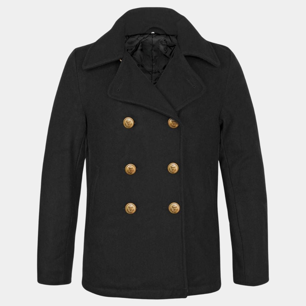 US Navy  NAVY Officer Peacoat Grey Wool Jacket - Mannequin Front View