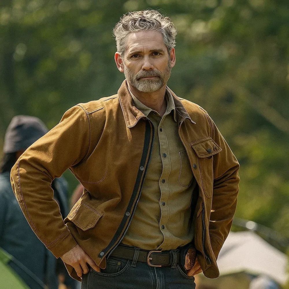 Untamed  S01 Kyle Turner aka Eric Bana Brown Cotton Jacket - Posture View