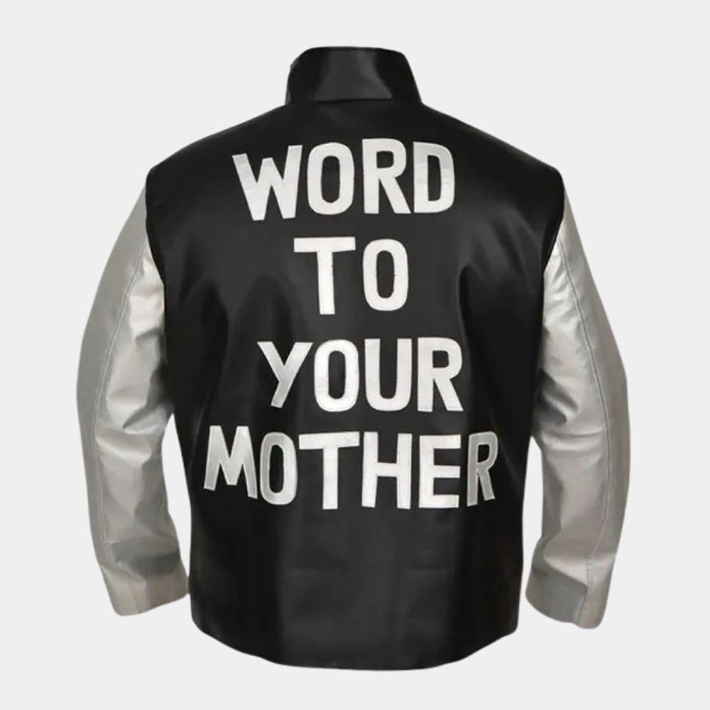 Vanilla Ice  Word To Your Mother Black and Silver Leather Jacket - Mannequin Back View