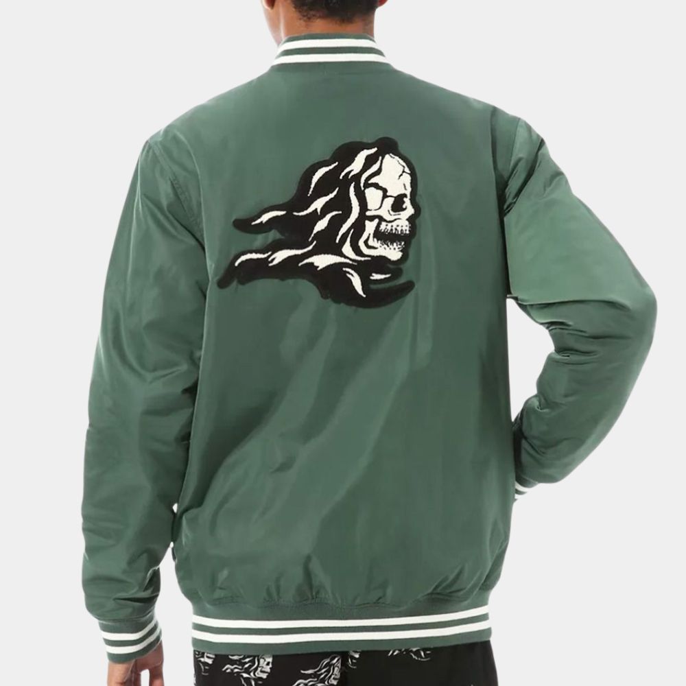 Vans Sixty Sixers  Vans Green Varsity Jacket - Back View