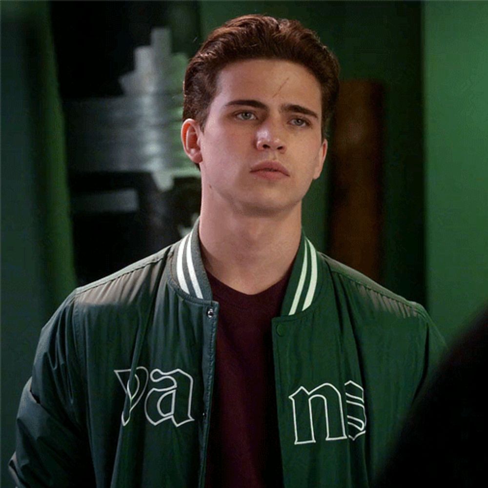 Vans Sixty Sixers  Vans Green Varsity Jacket - Close - Up Front View