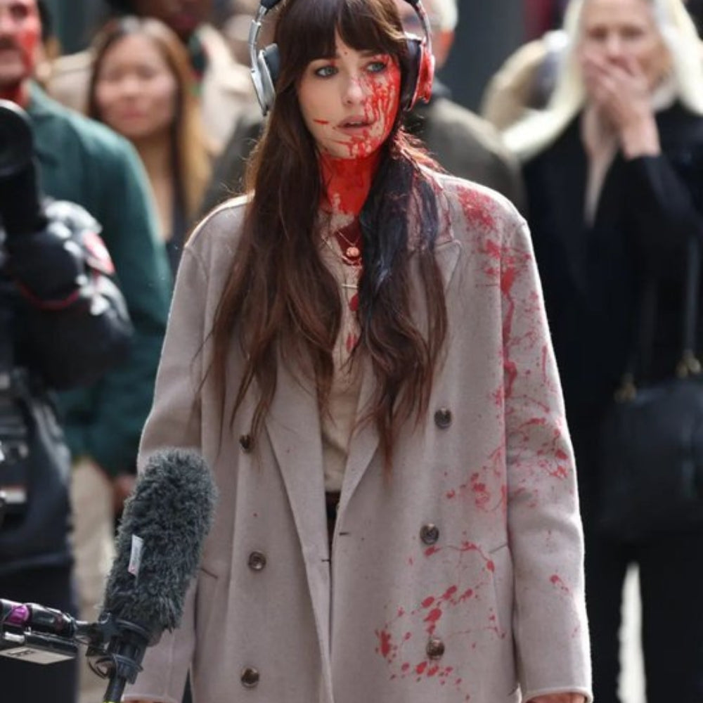 Verity Dakota Johnson Grey Coat