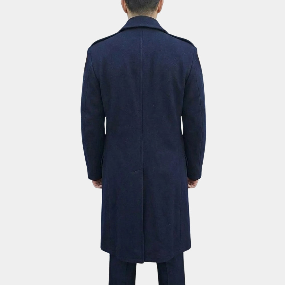 Vintage NYPD  NYPD Officer Blue Reffer Wool Coat - Back View
