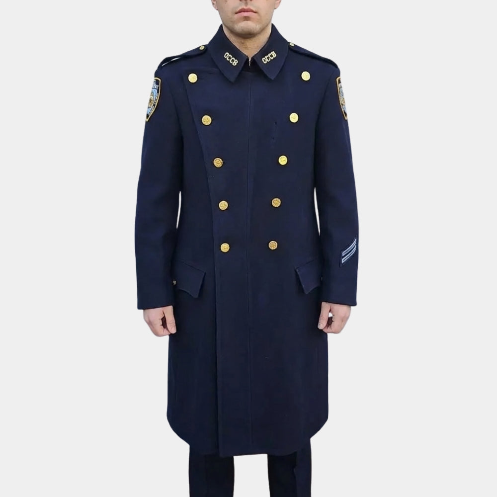 Vintage NYPD  NYPD Officer Blue Reffer Wool Coat - Front View