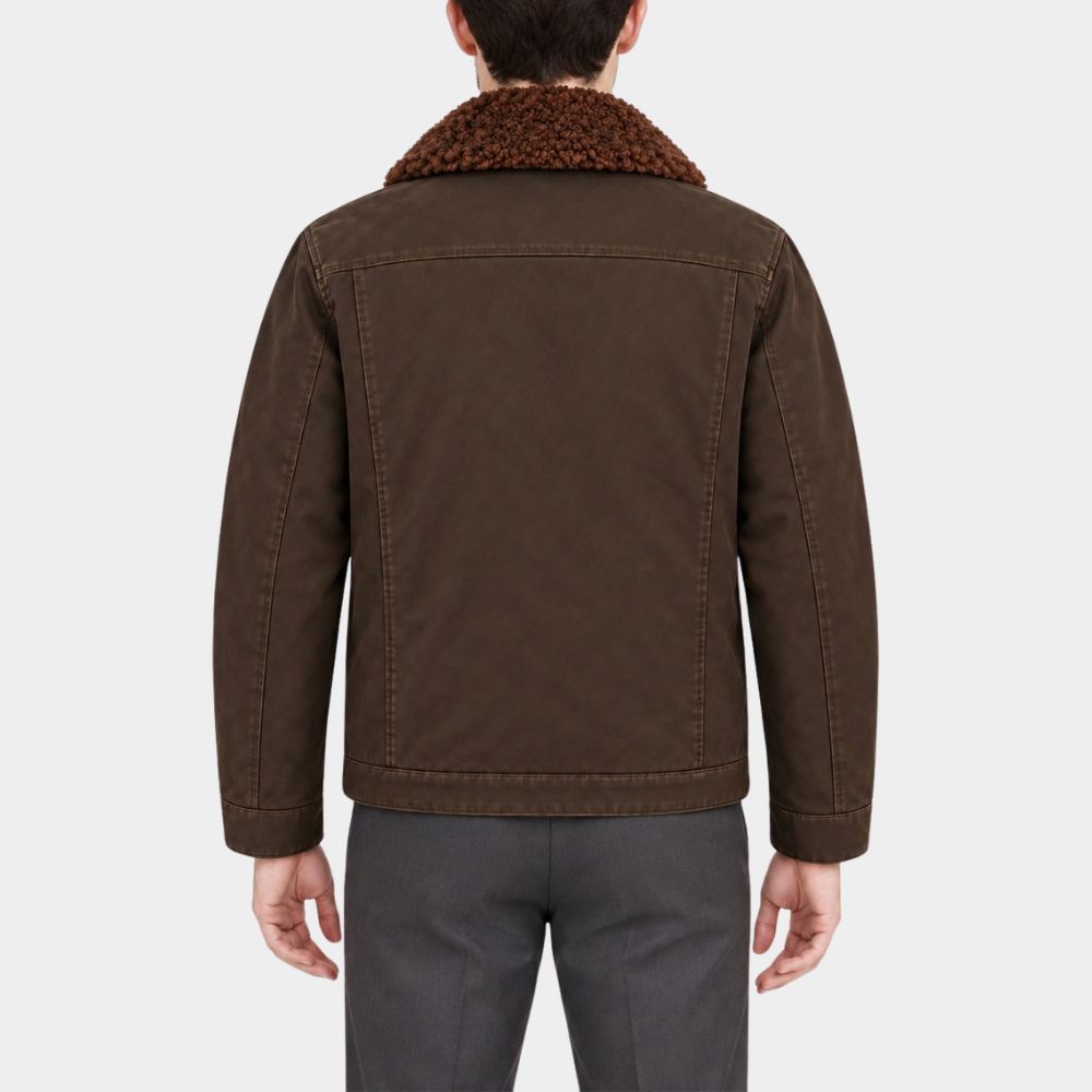 VisionQuest Paul Bettany Brown Shearling Collar Jacket