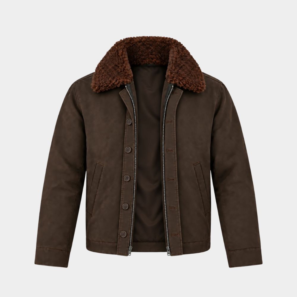VisionQuest Paul Bettany Brown Shearling Collar Jacket