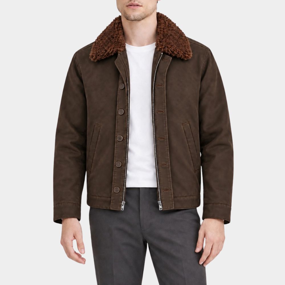 VisionQuest Paul Bettany Brown Shearling Collar Jacket