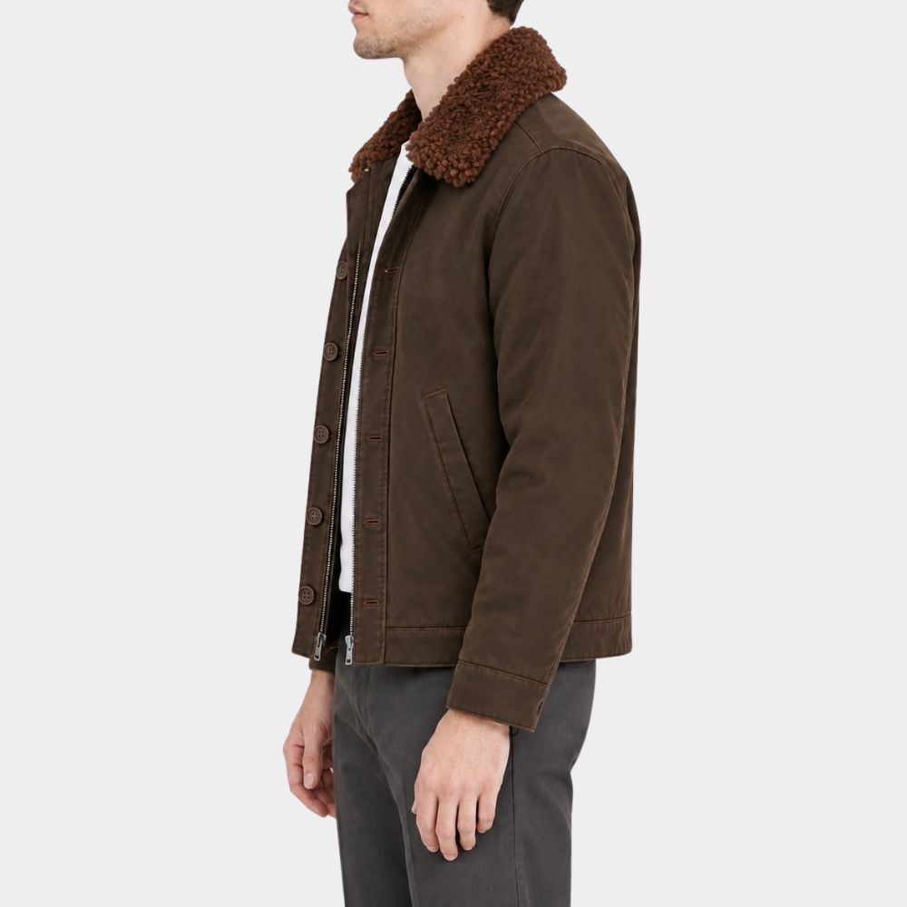 VisionQuest Paul Bettany Brown Shearling Collar Jacket
