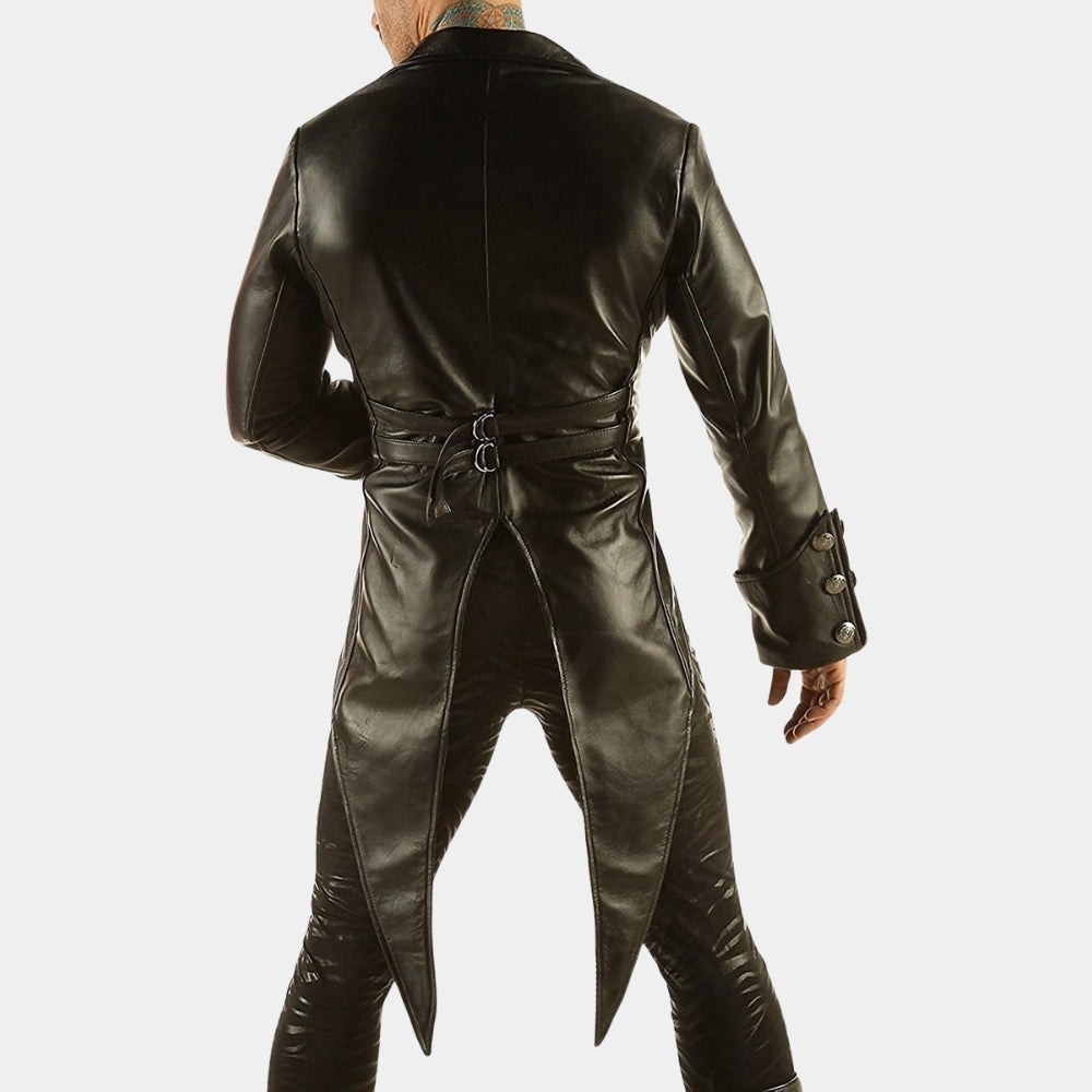 WWE  Superstar Bray Wyatt Black Leather Tail Jacket - Back View