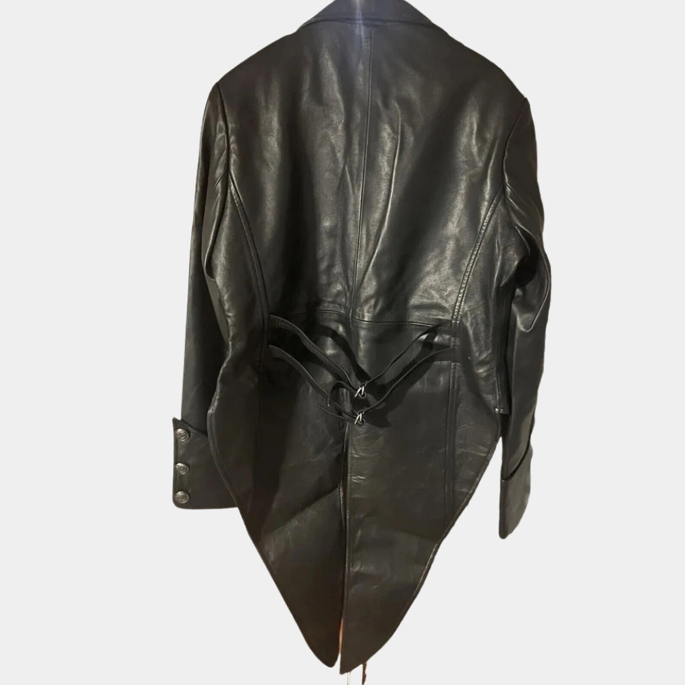 WWE  Superstar Bray Wyatt Black Leather Tail Jacket - Mannequin Back View