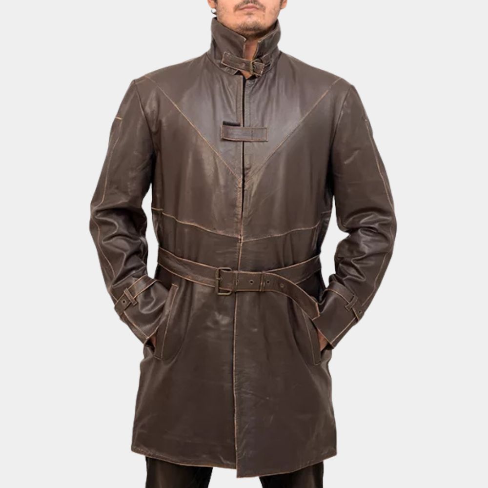 Watch Dogs  Aiden Pearce Brown Leather Jacket - Front View