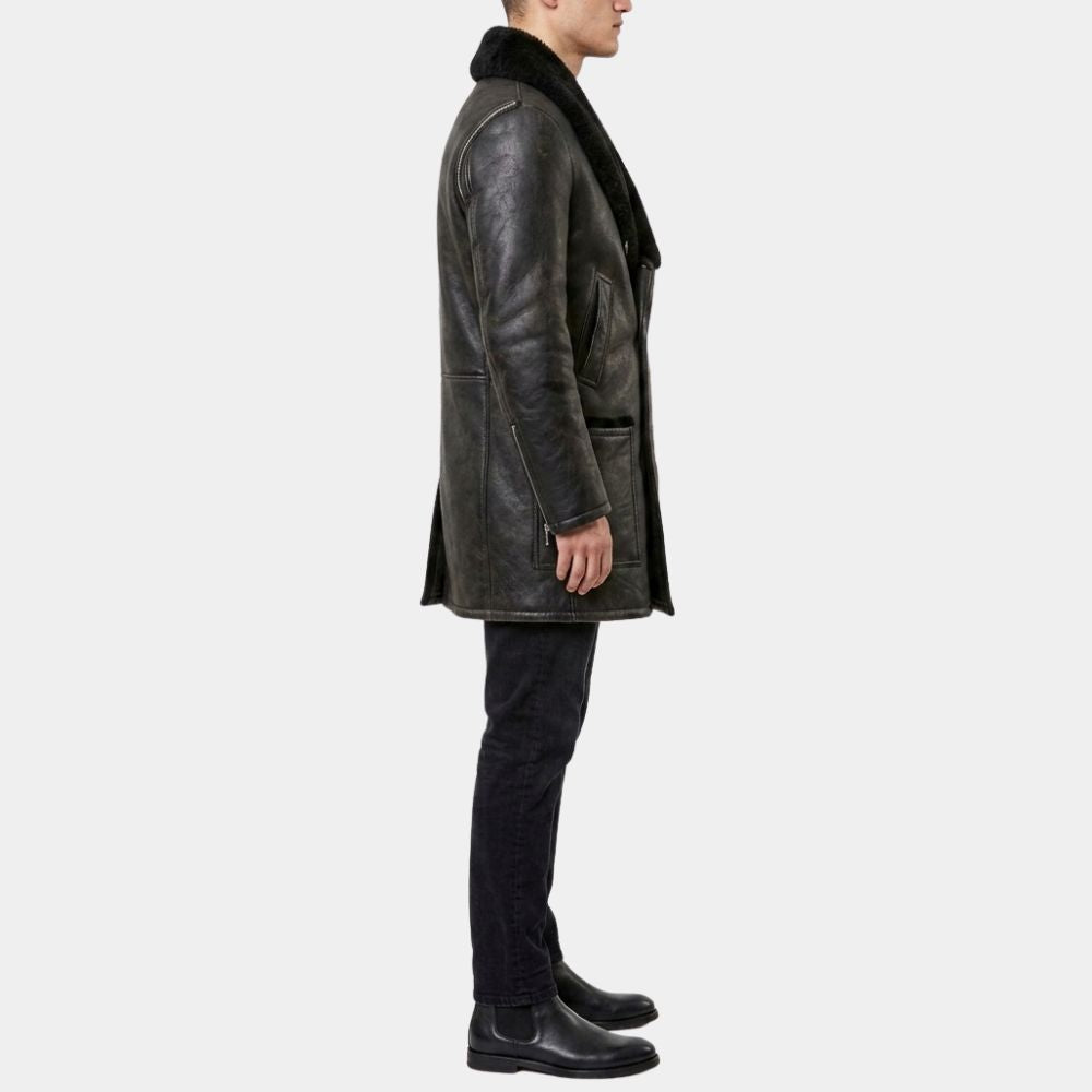 Wednesday S03 Uncle Fester Leather Coat