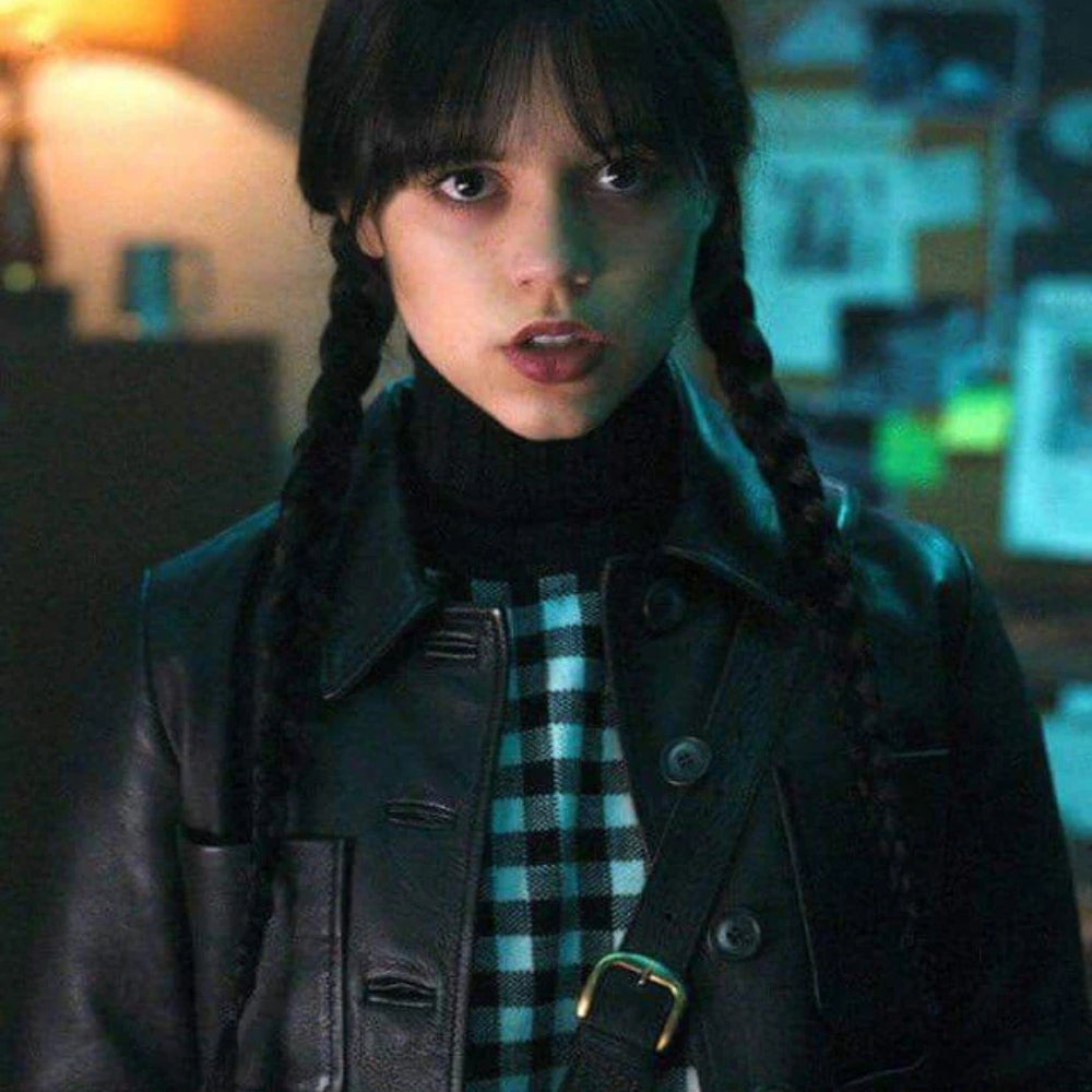 Wednesday Addams Black Leather Jacket