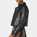 Wednesday  Jenna Ortega Black Leather Jacket - Side View