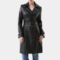 Wednesday S03 Jenna Ortiga Black Leather Coat - Front View