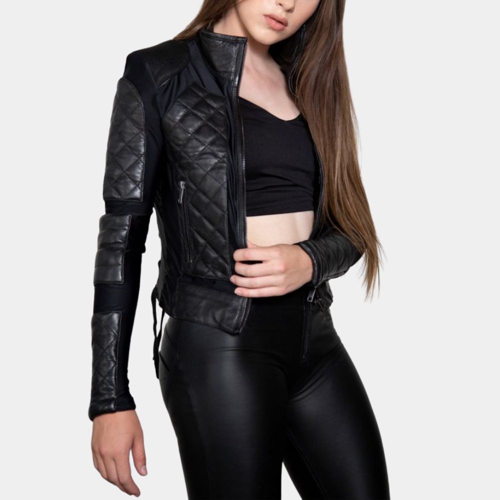 West World S03  Dolores Abernathy aka Evan Rachel Black Leather Jacket - Front View