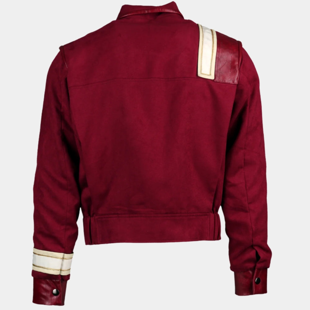 William Shatner  Star Trek V: The Final Frontier Red Leather Jacket - Mannequin Back View