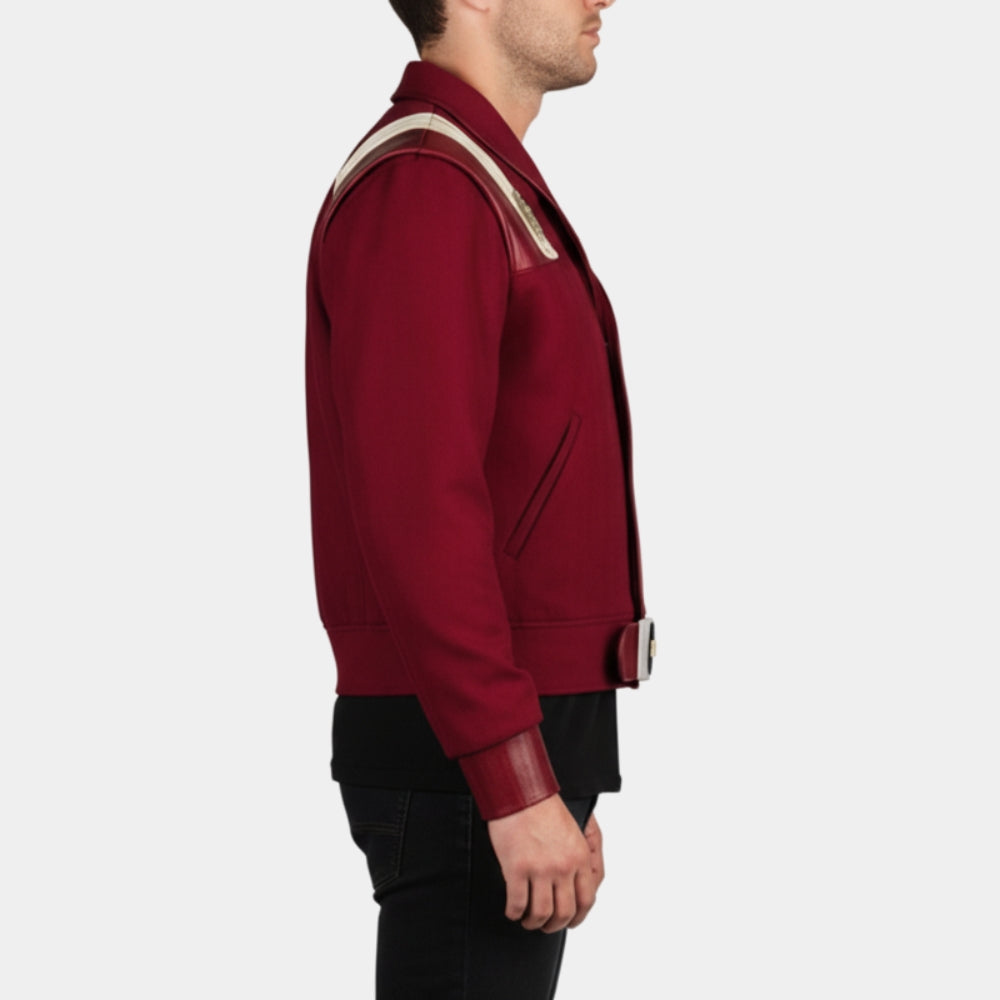 William Shatner  Star Trek V: The Final Frontier Red Leather Jacket - Side View