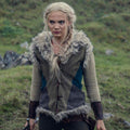 Witcher Season 03 Suede Leather Fox Fur Vest - Front View