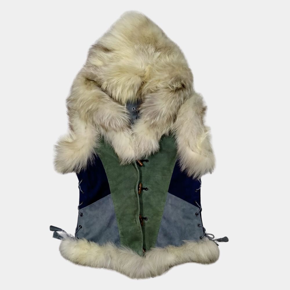 Witcher Season 03 Suede Leather Fox Fur Vest - Mannequin Front View