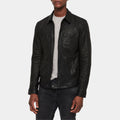 Wolfs Brad Pitt Black Leather Jacket - Front View