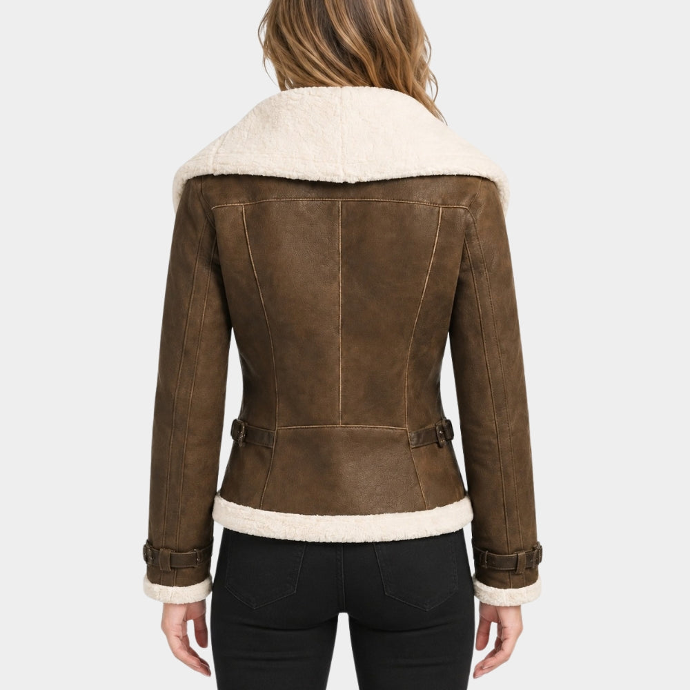 Shearling Brown Leather Aviator Jacket