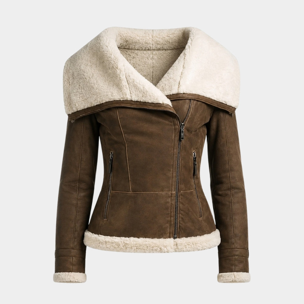 Shearling Brown Leather Aviator Jacket