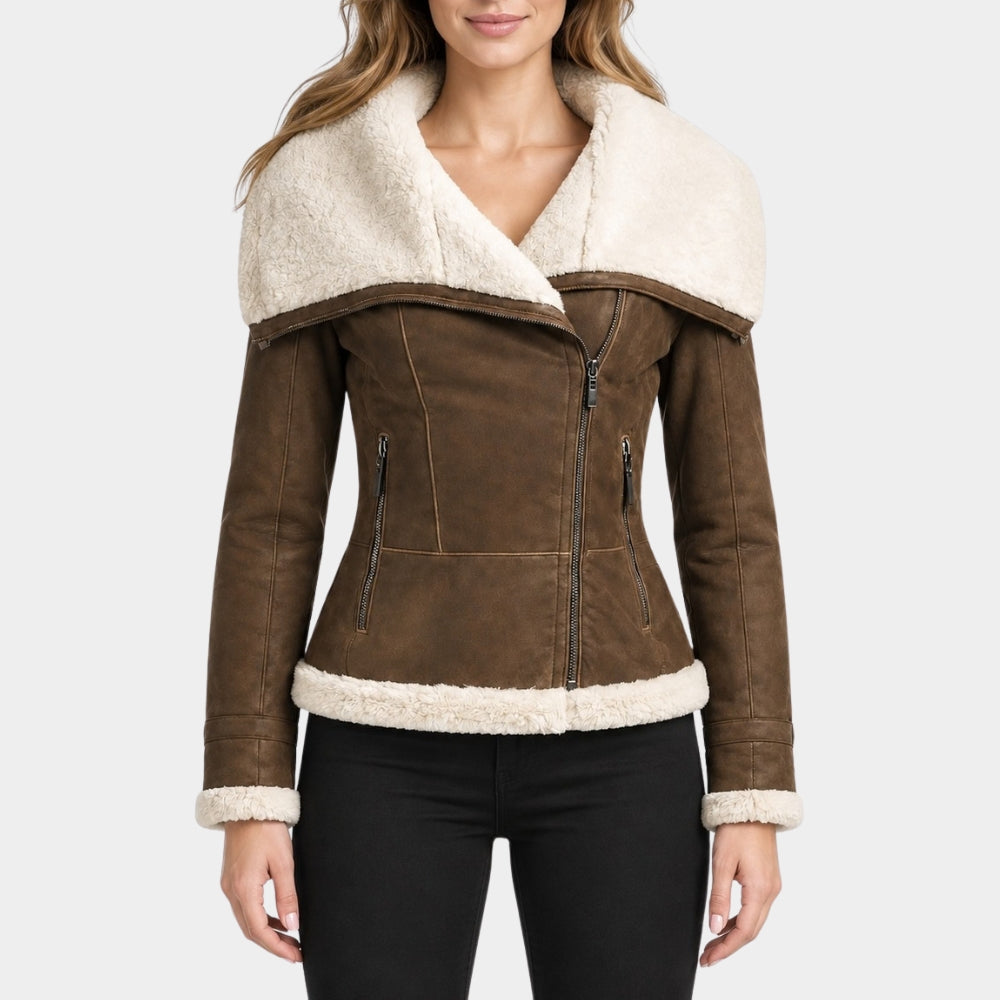 Shearling Brown Leather Aviator Jacket
