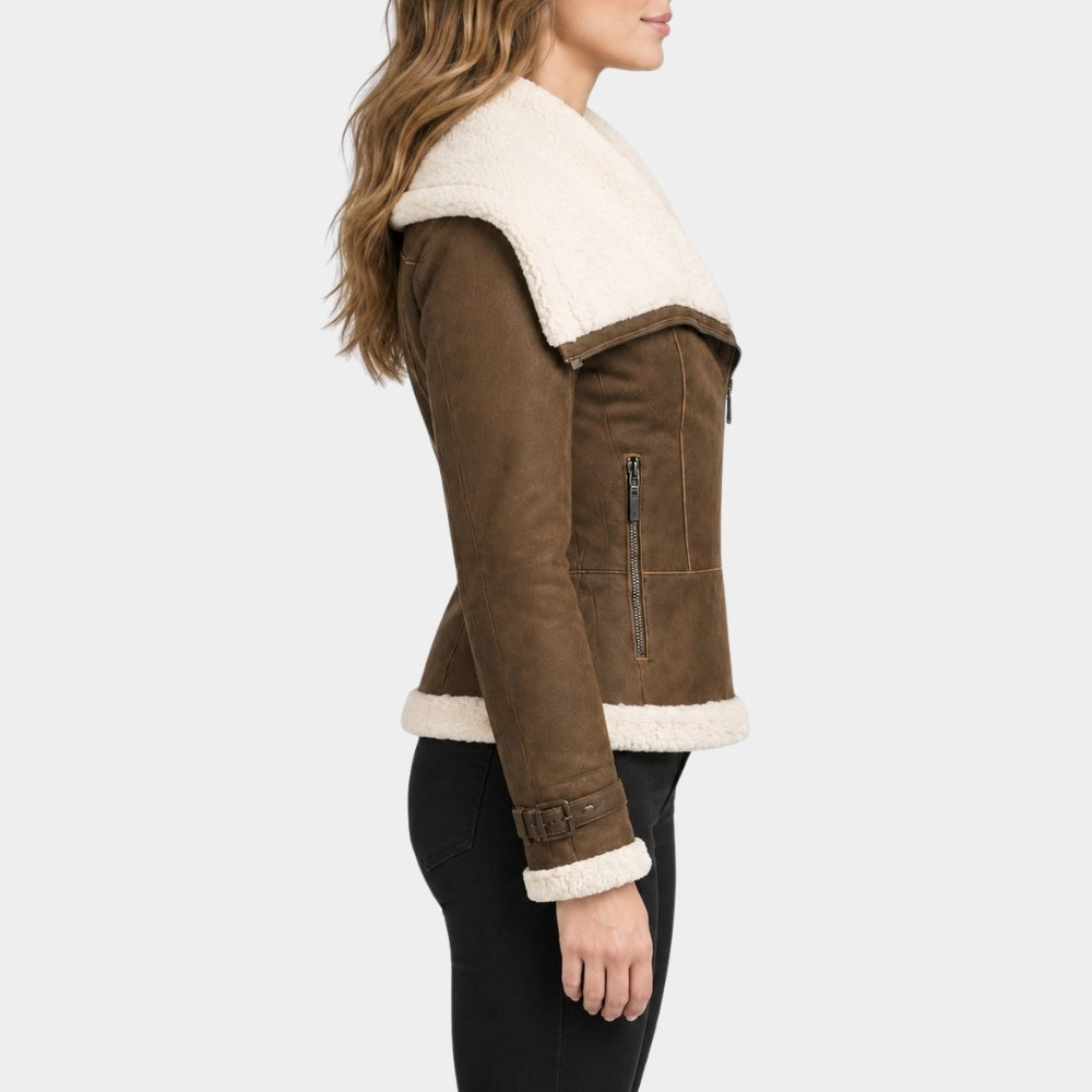 Shearling Brown Leather Aviator Jacket