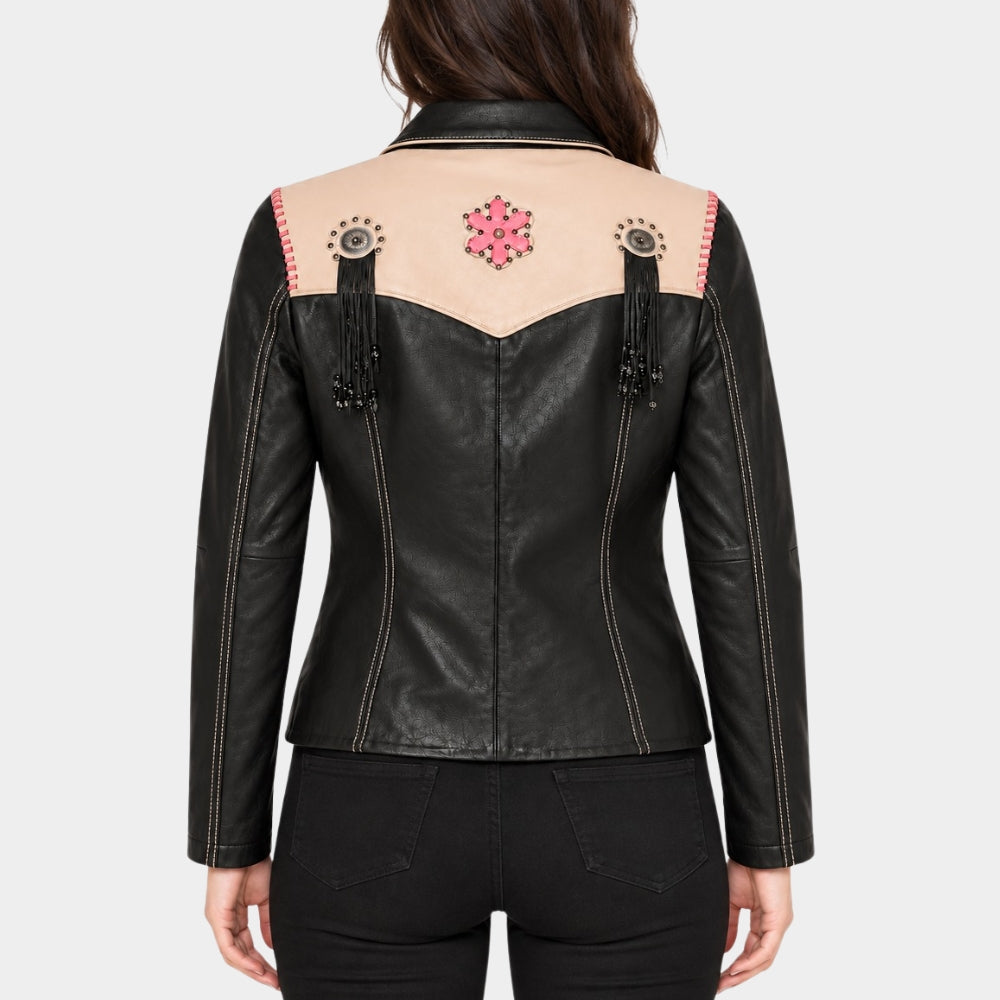 Floral Western Leather Jacket