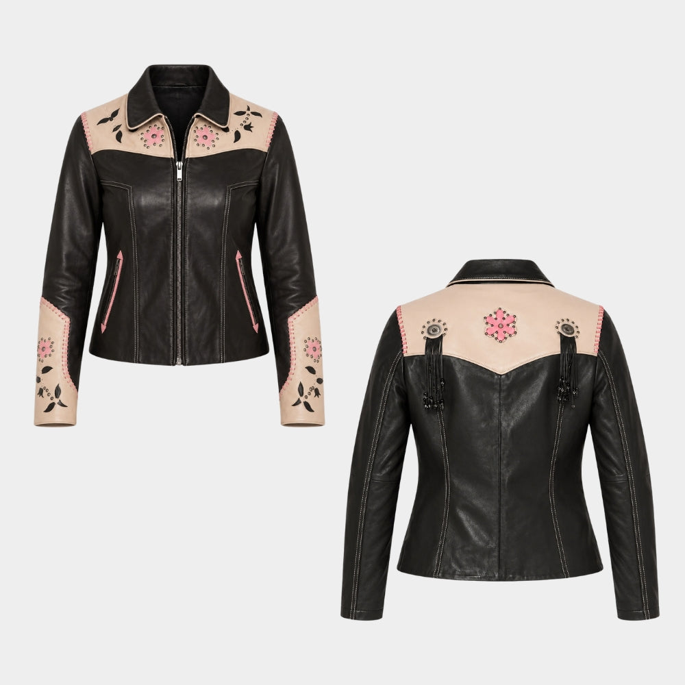 Floral Western Leather Jacket