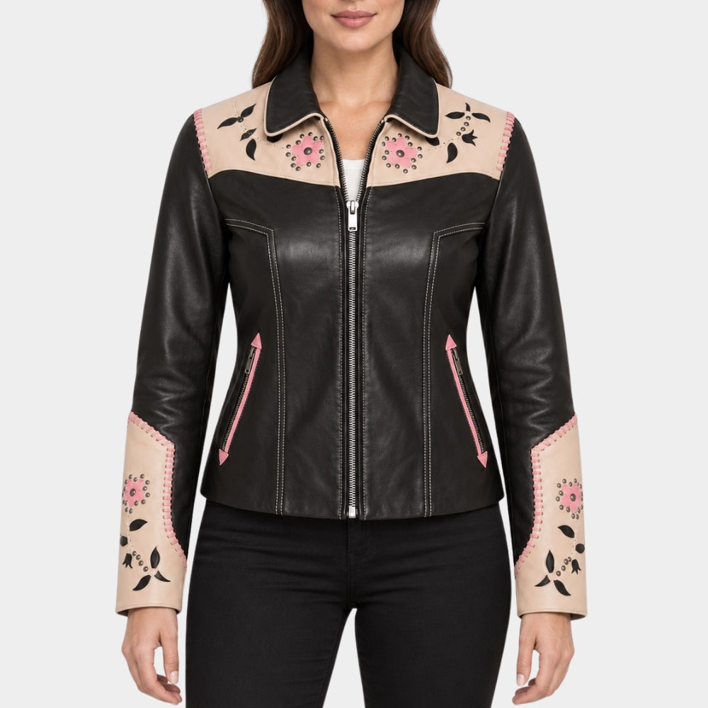 Floral Western Leather Jacket