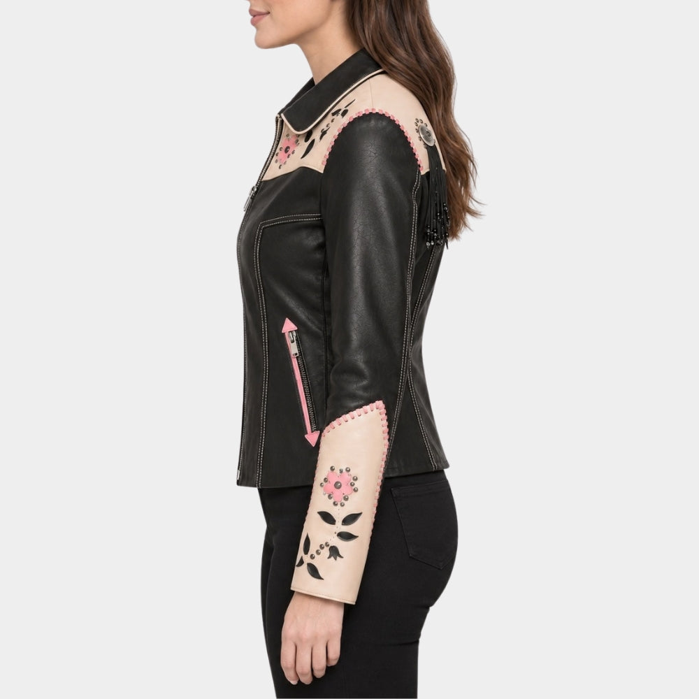 Floral Western Leather Jacket