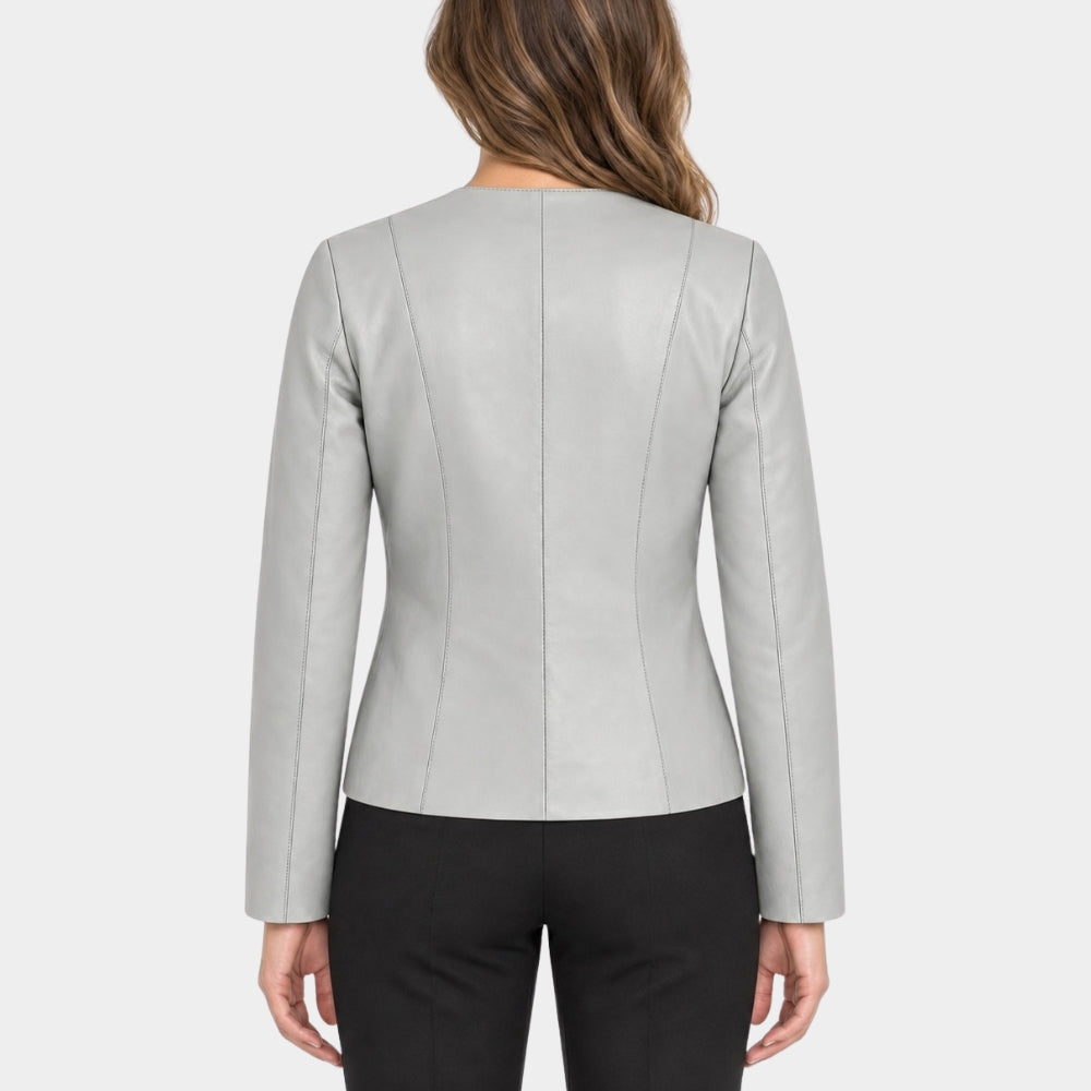 Refined Grey Leather Jacket