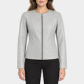 Refined Grey Leather Jacket