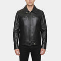 World War II  Fighter Pilot Black Leather Jacket - Front View