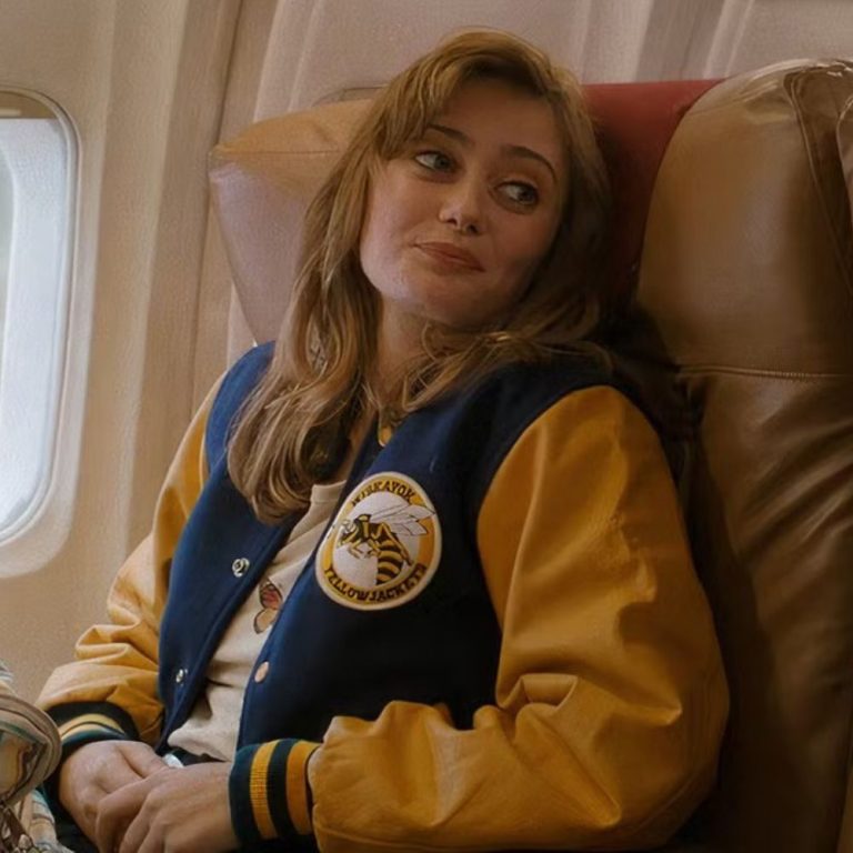 Yellowjackets Yellow and Blue Letterman Jacket - Character Front View