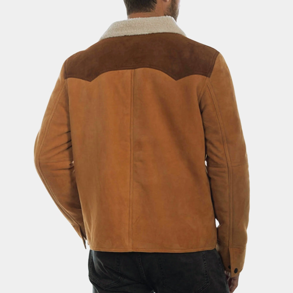 Yellowstone S05 John Dutton Suede Leather Rancher Style Jacket - Back View