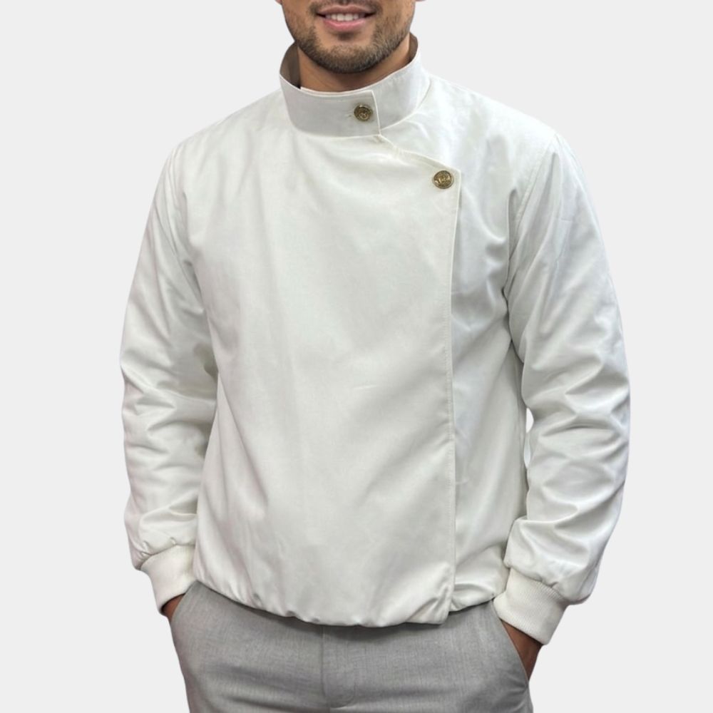 Jujutsu Kaisen White Jacket – Cursed Child Stitch Spring Bomber Jacket - Front View