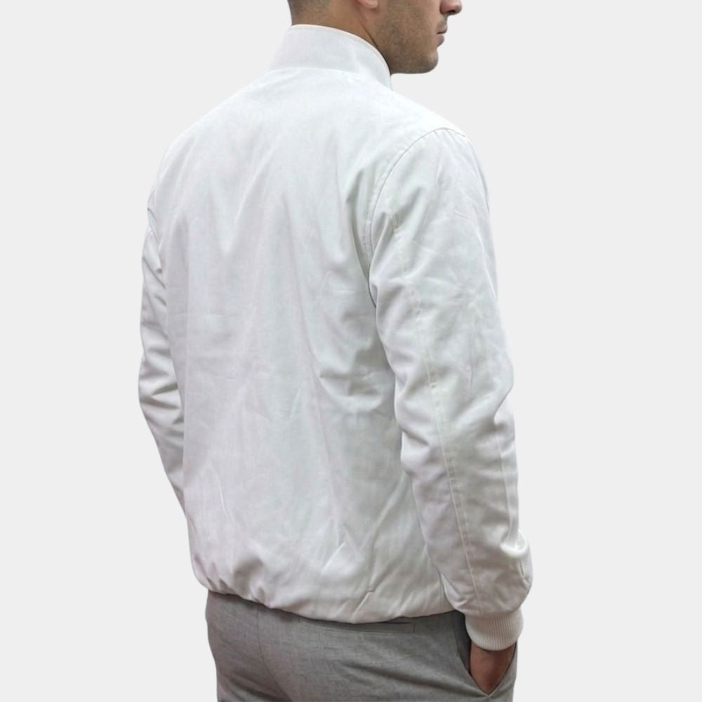 Jujutsu Kaisen White Jacket – Cursed Child Stitch Spring Bomber Jacket - Side View