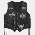 Zakk Wylde  Black Label Society Black leather vest - Mannequin Front View